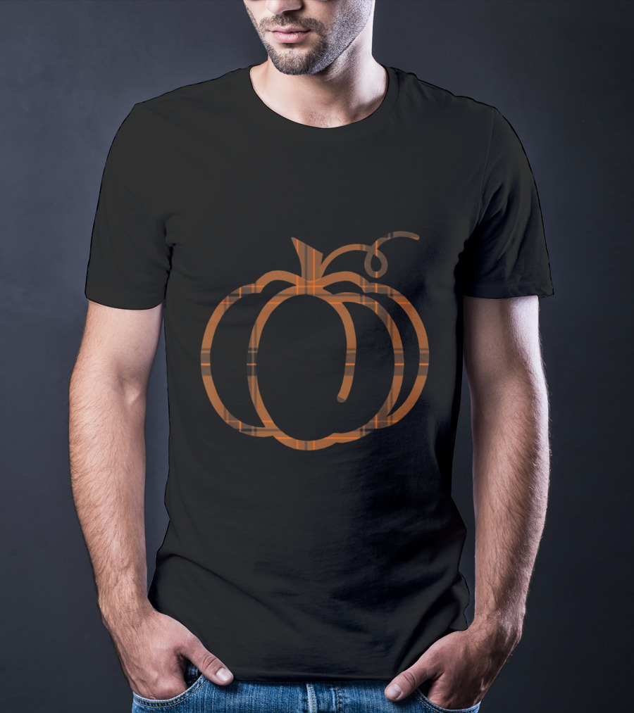 Thanksgiving Turkey Happy Thanksgiving Halloween Pumpkin Plaid Pumpkin T-Shirt