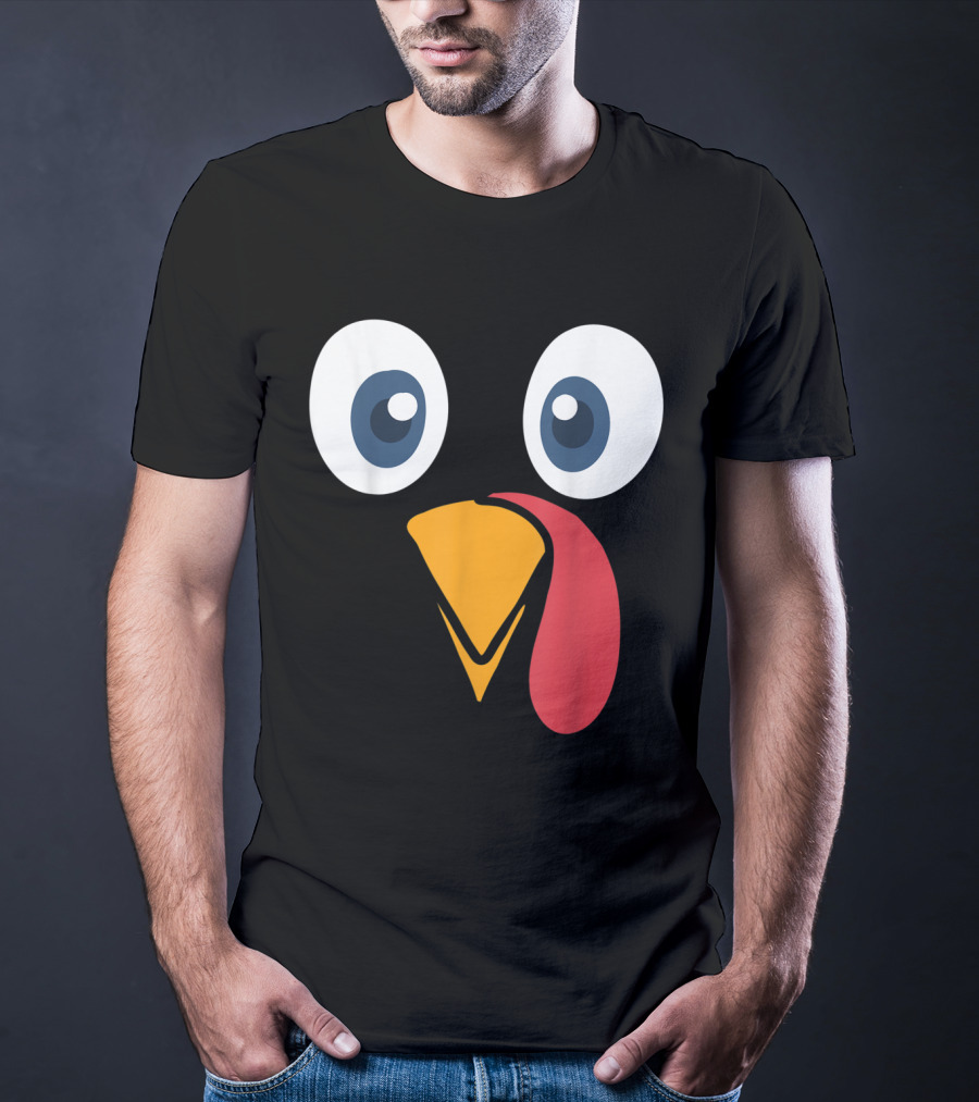 Thanksgiving Turkey Face Cartoon Eyes Beak And Snood T-Shirt
