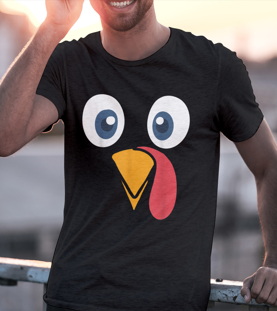 Thanksgiving Turkey Face Cartoon Eyes Beak And Snood T-Shirt