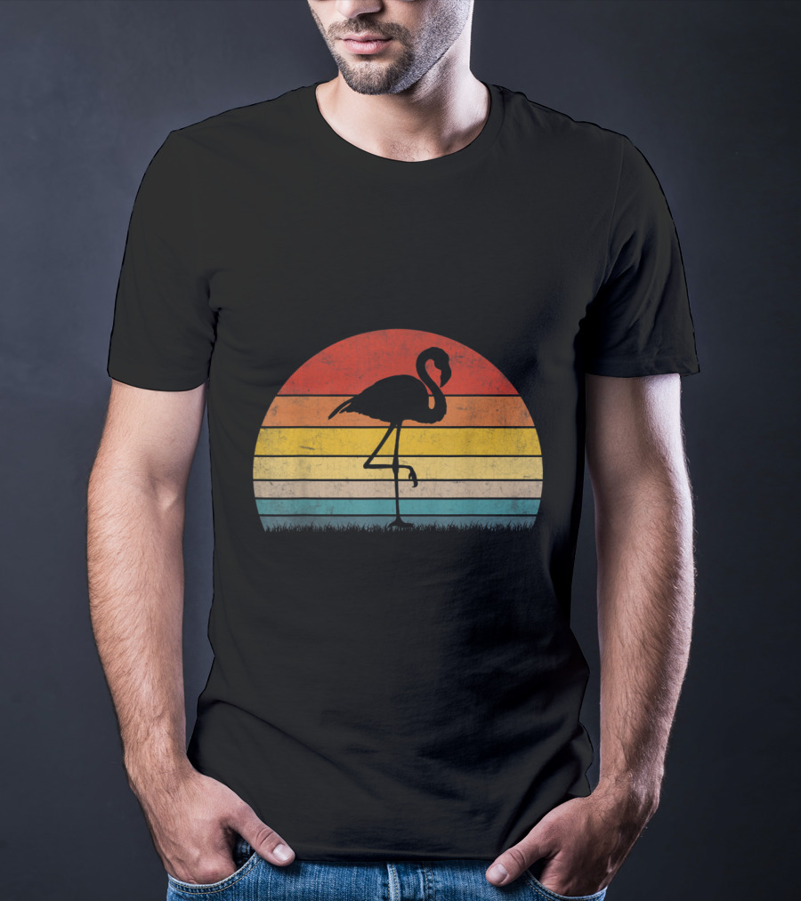 Vintage Sunset Trendy Animal Flamingo T-Shirt