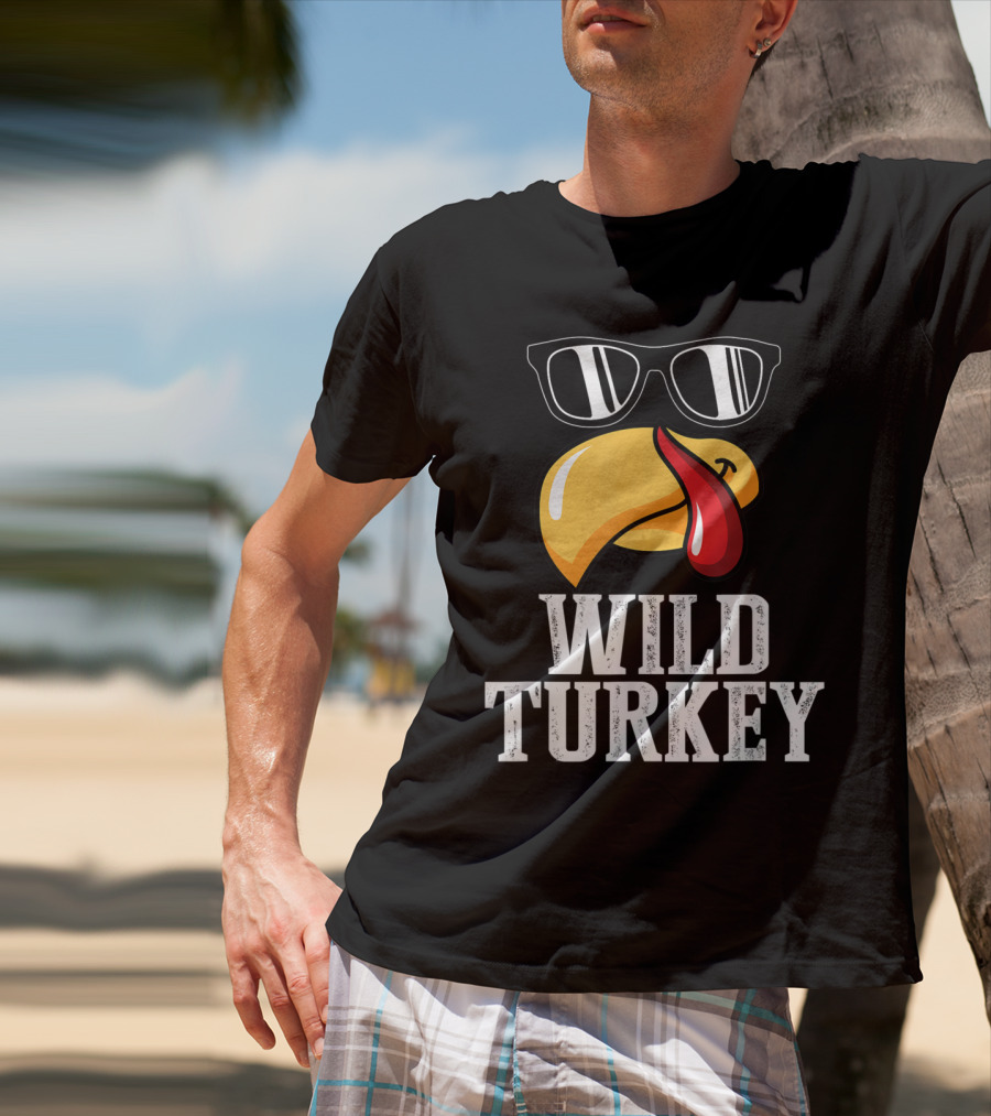 Wild Turkey Funny Sunglasses Tongue Thanksgiving Turkey Lover T-Shirt