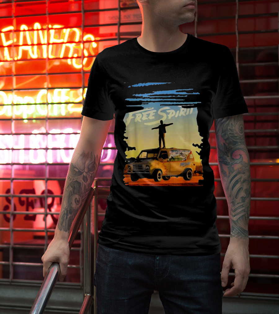 Free Spirit Khalid Van Silhouette On Sunset Background T-Shirt