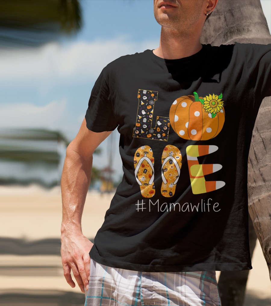Love Pumpkin Sunflower Mamaw Life Halloween T-Shirt