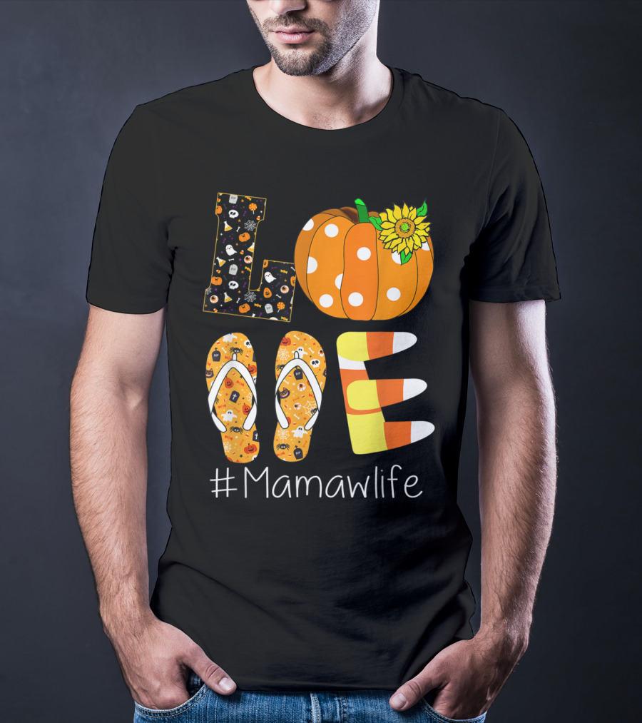 Love Pumpkin Sunflower Mamaw Life Halloween T-Shirt