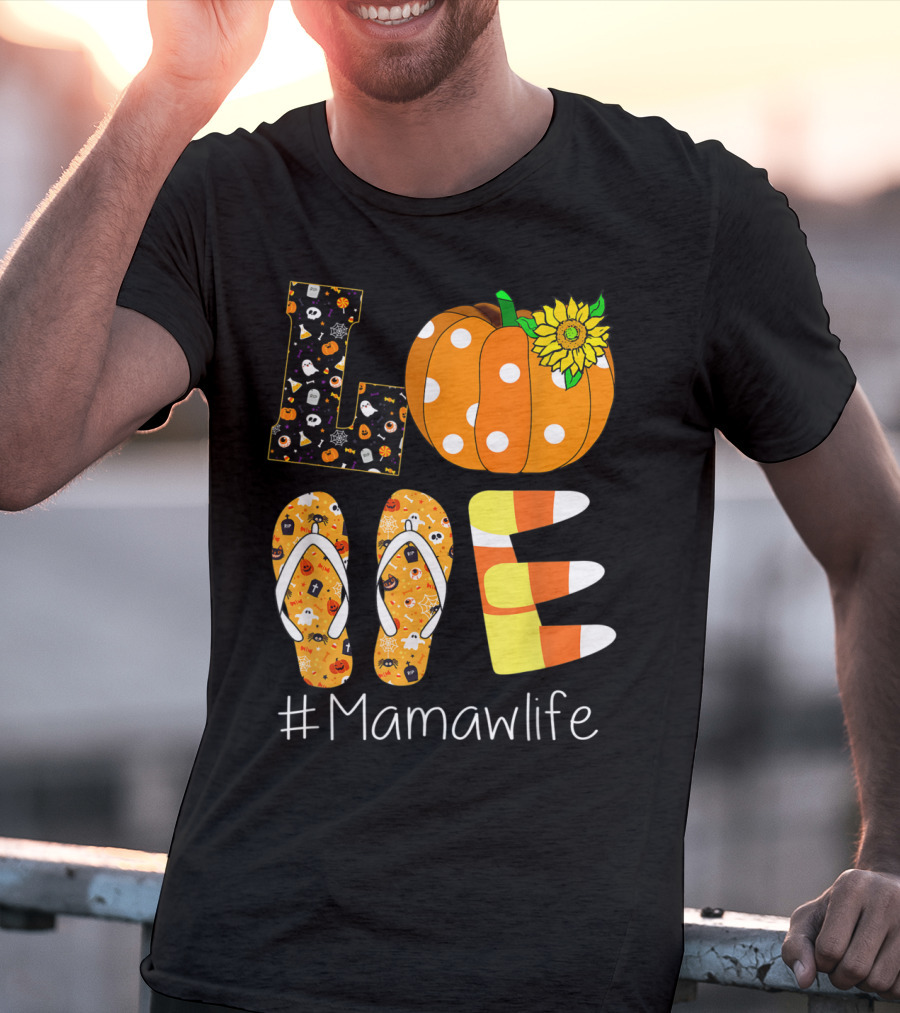 Love Pumpkin Sunflower Mamaw Life Halloween T-Shirt