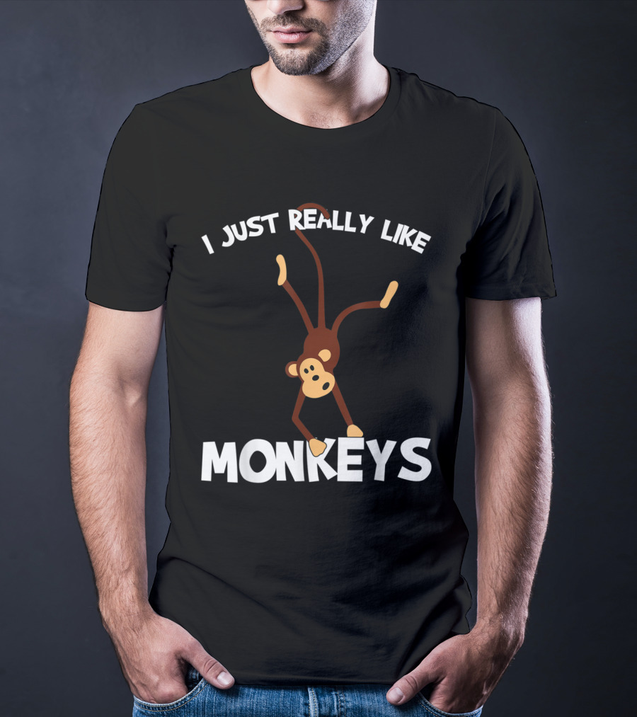 I Just Really Like Monkeys Playful Monkey Handstand T-Shirt