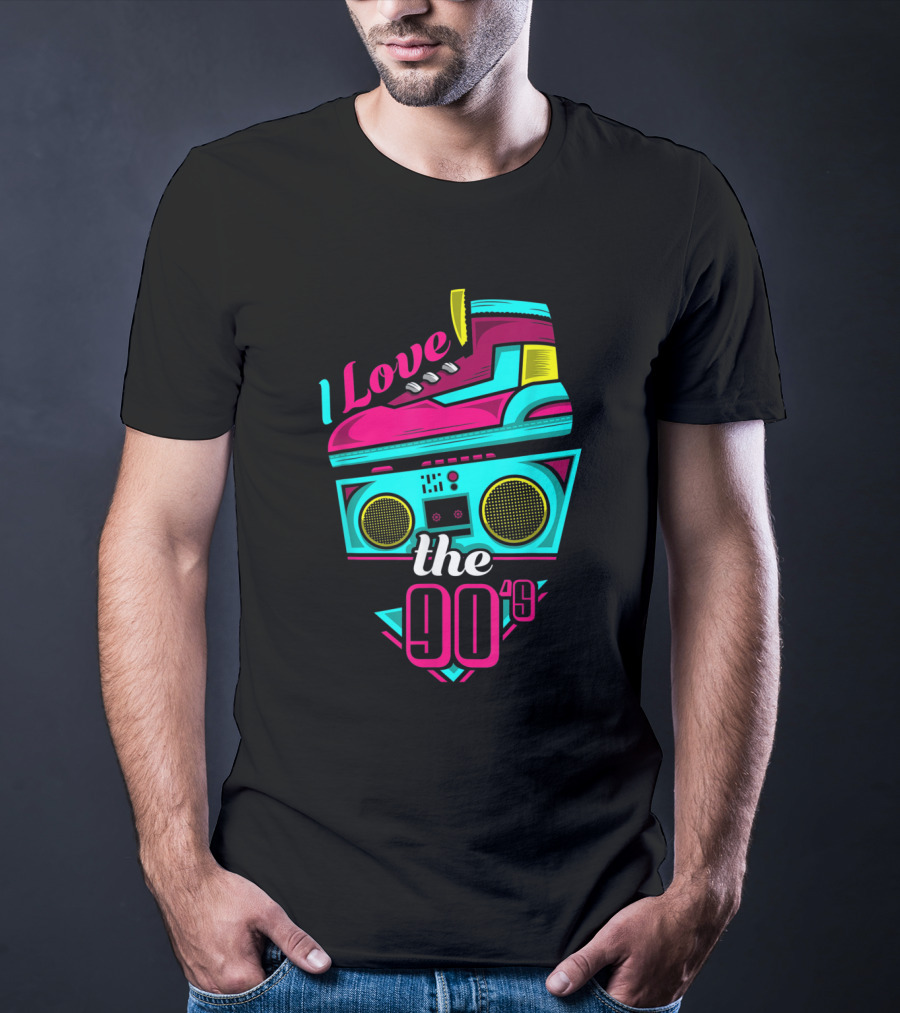 I Love The 90s Boombox And Sneaker Retro Party T-Shirt