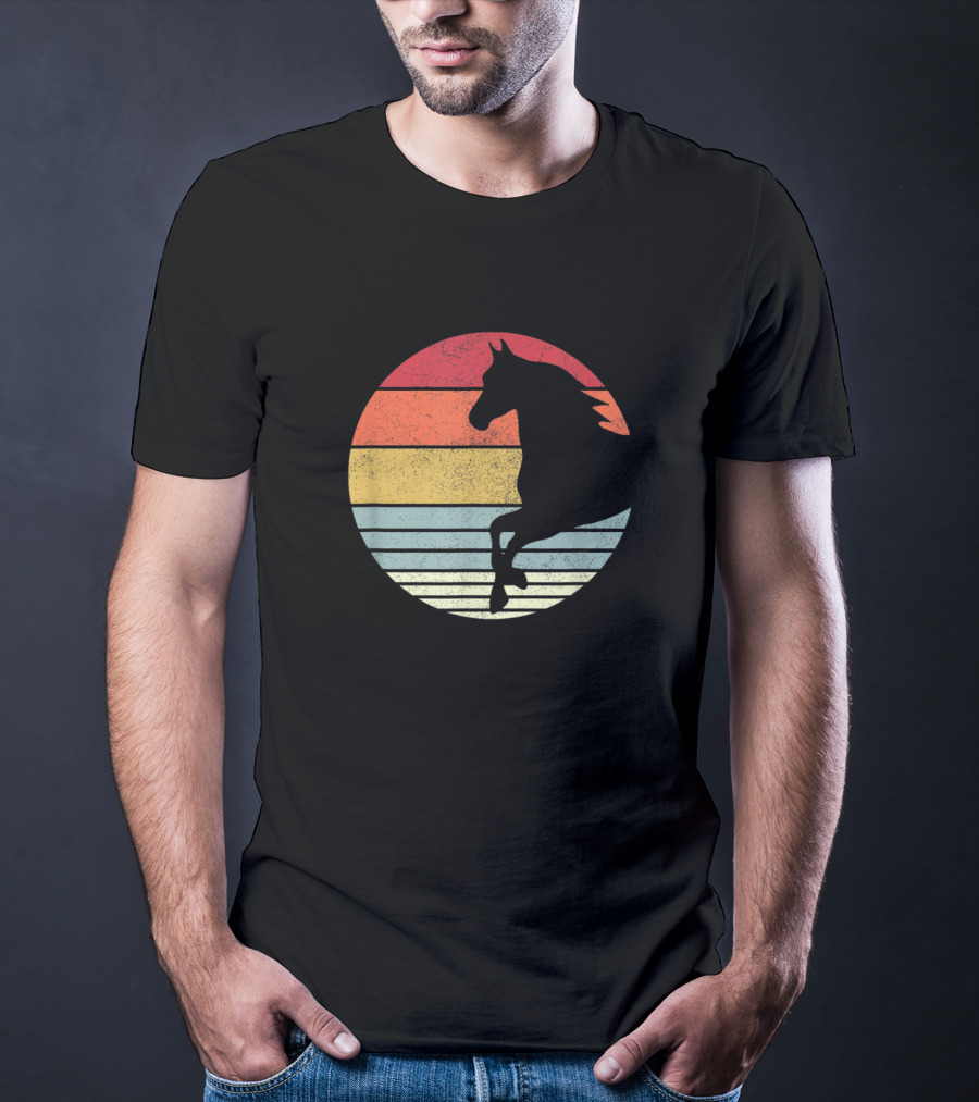Vintage Riding Horses Retro Sunset T-Shirt