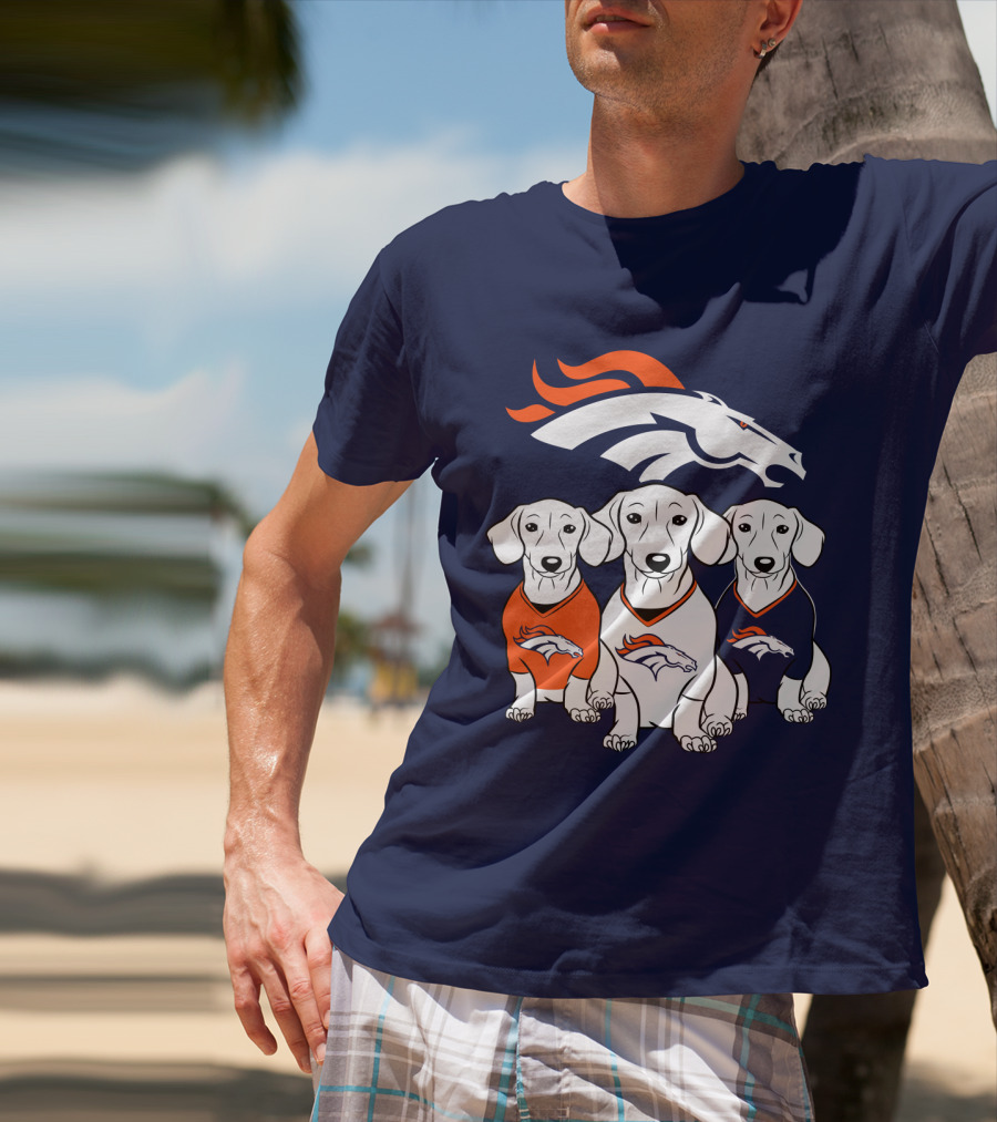 Denver Broncos Dachshunds Trio T-Shirt