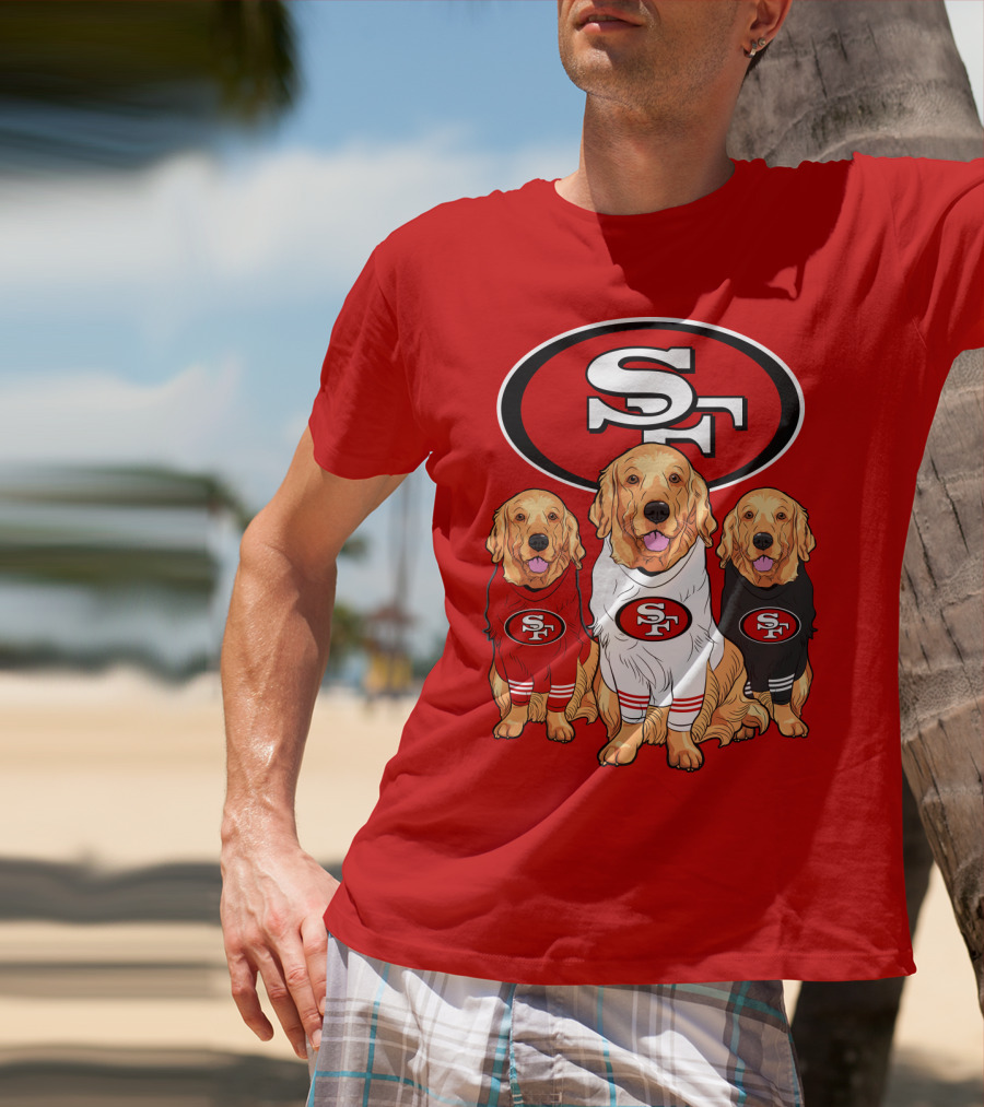 San Francisco 49ers NFL Golden Retriever Dogs Team T-Shirt