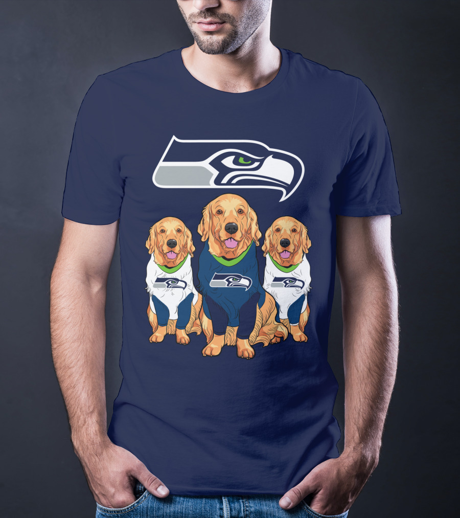 Seahawks Golden Retrievers Dogs In Team Jerseys T-Shirt