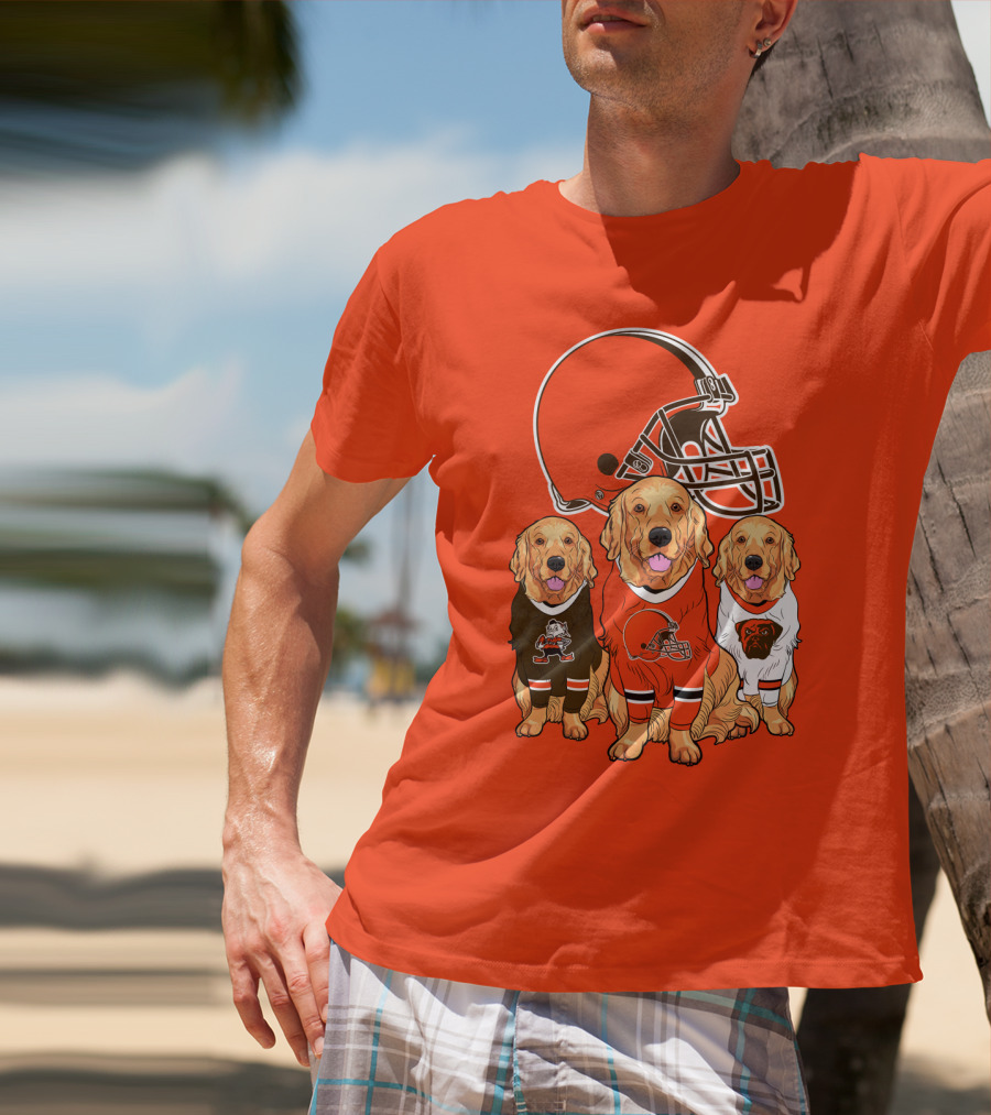 Cleveland Browns Dogs Football Golden Retrievers T-Shirt