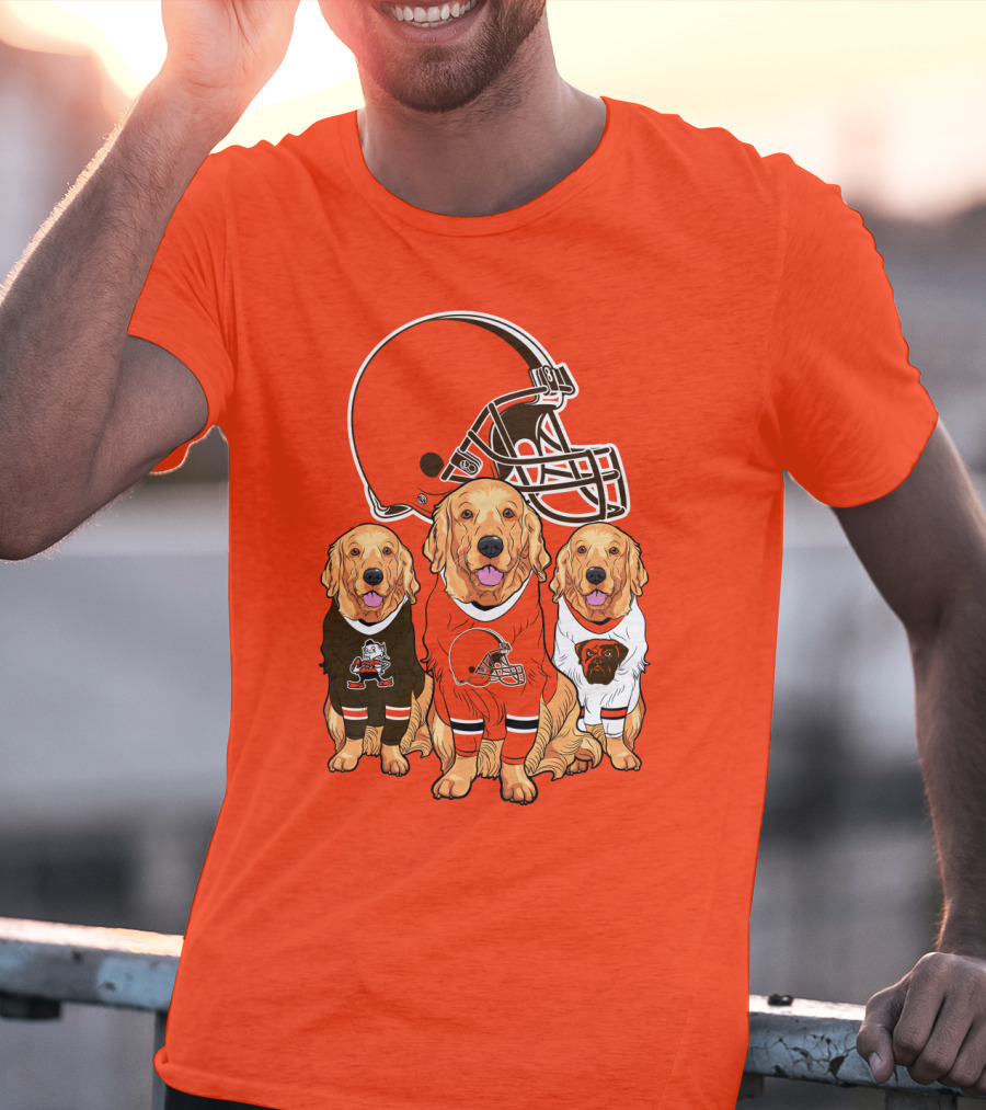 Cleveland Browns Dogs Football Golden Retrievers T-Shirt