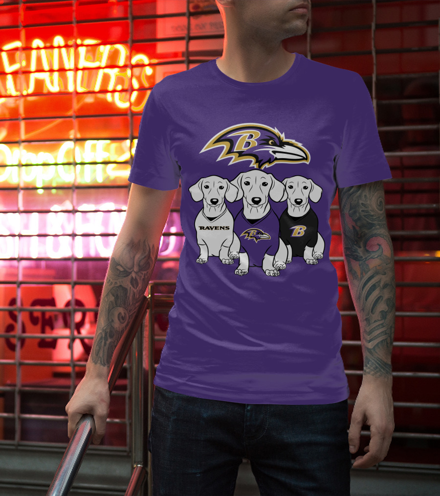 Baltimore Ravens Ravens Dachshund  Dog Trio T-Shirt