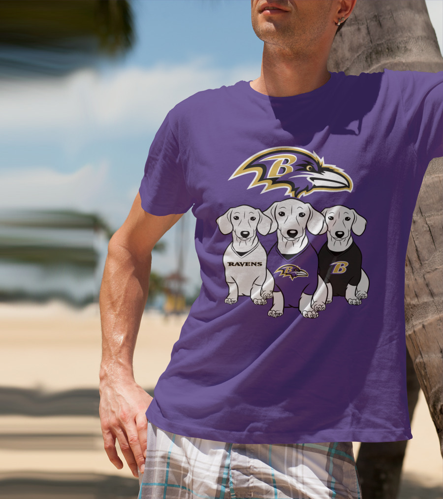 Baltimore Ravens Ravens Dachshund  Dog Trio T-Shirt