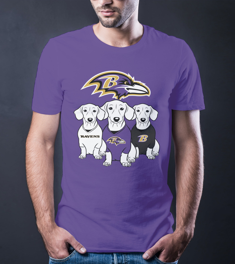 Baltimore Ravens Ravens Dachshund  Dog Trio T-Shirt