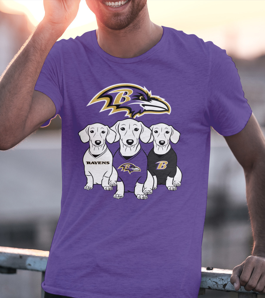 Baltimore Ravens Ravens Dachshund  Dog Trio T-Shirt