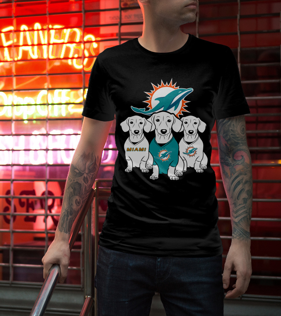 Miami Dolphins Dachshund Dogs T-Shirt
