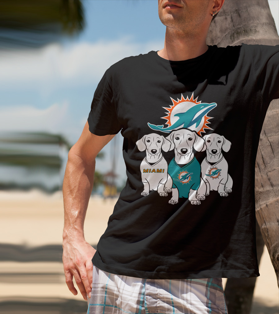 Miami Dolphins Dachshund Dogs T-Shirt