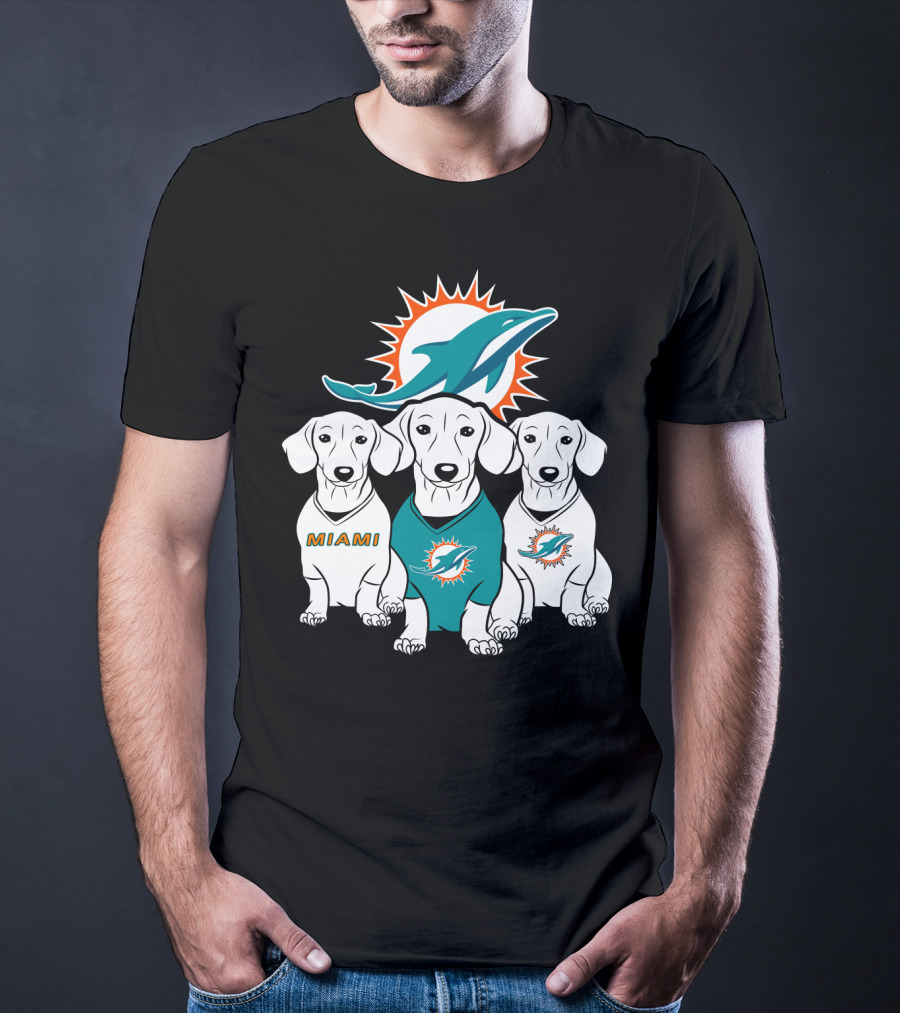 Miami Dolphins Dachshund Dogs T-Shirt