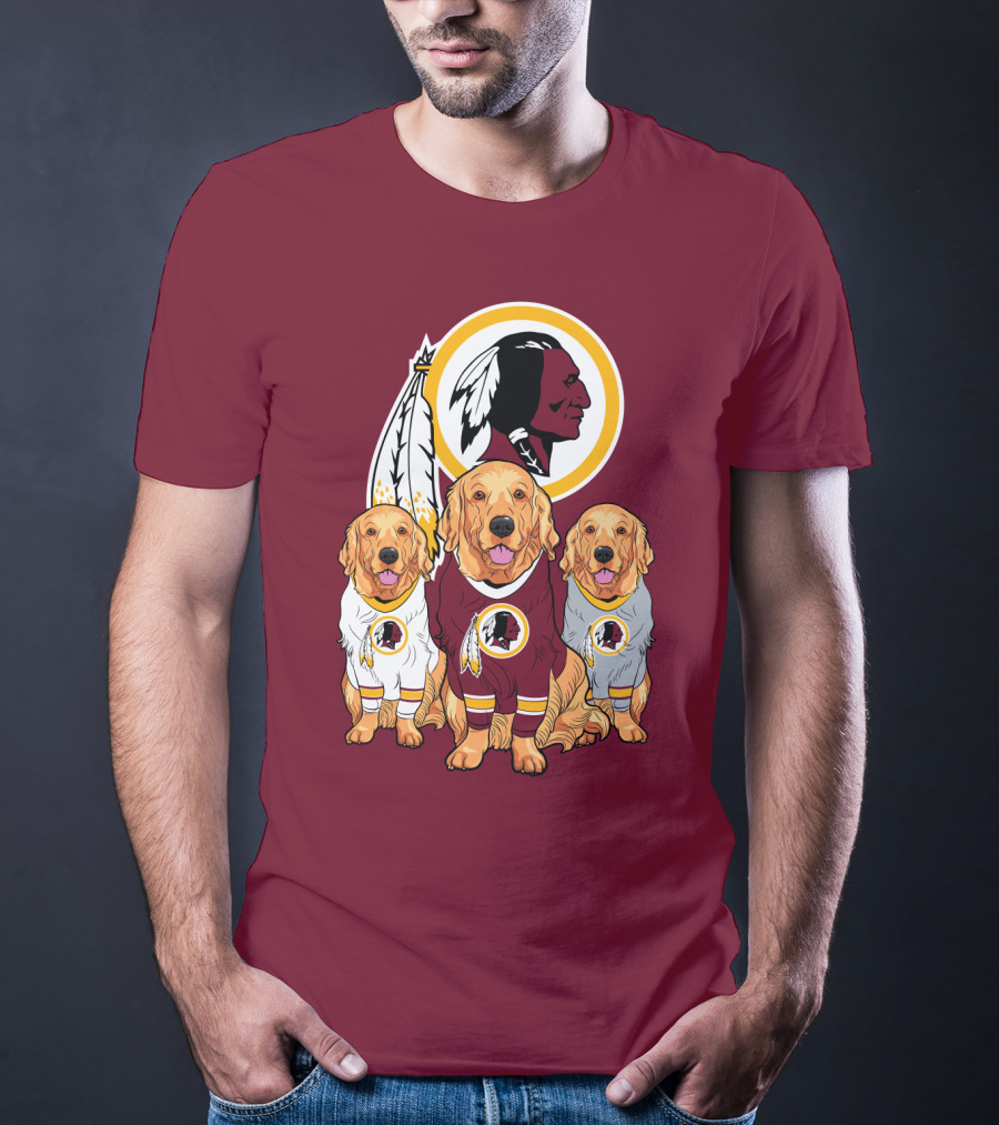 Three Golden Retrievers In Washington Football Team Jerseys T-Shirt