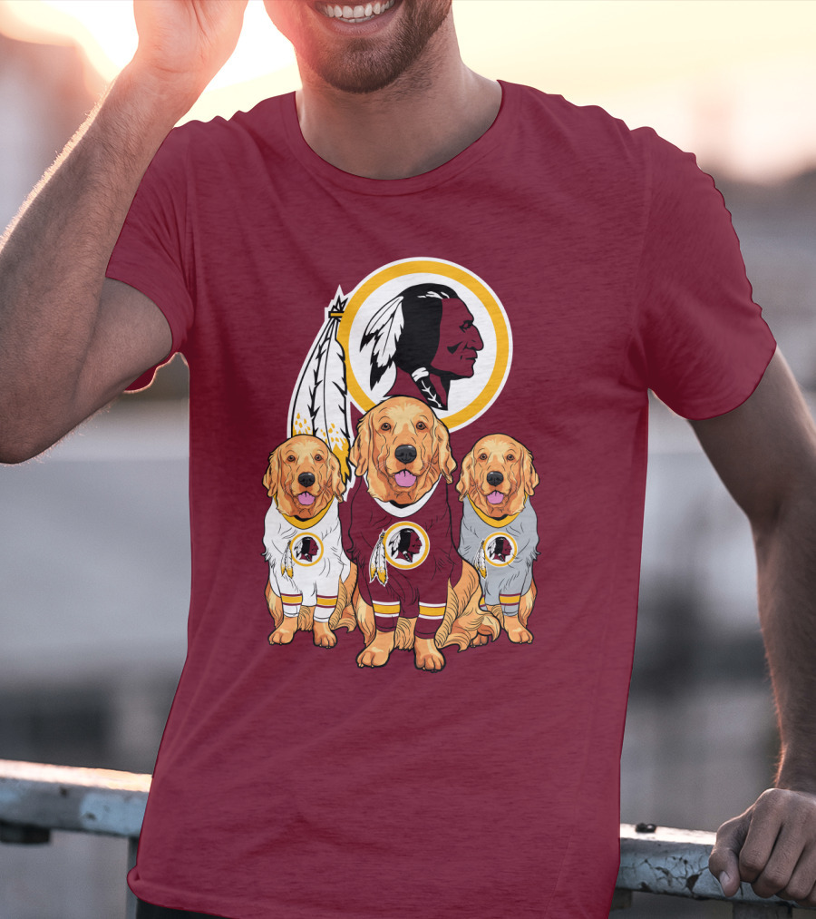 Three Golden Retrievers In Washington Football Team Jerseys T-Shirt