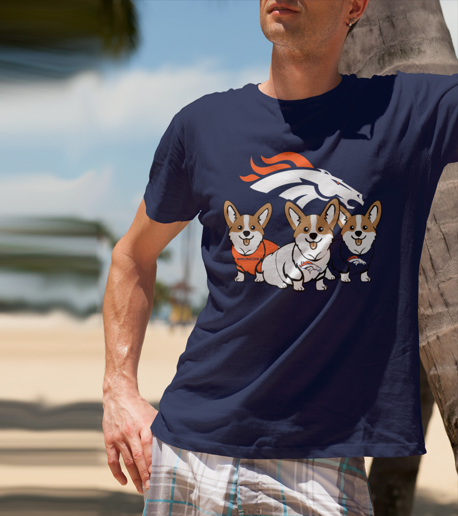 Denver Broncos Corgi Trio T-Shirt