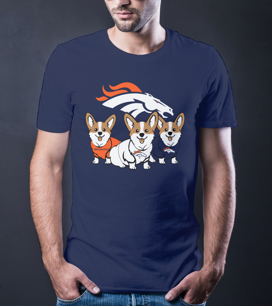 Denver Broncos Corgi Trio T-Shirt