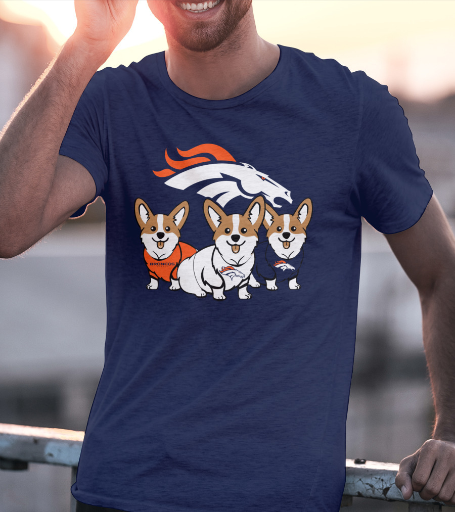 Denver Broncos Corgi Trio T-Shirt