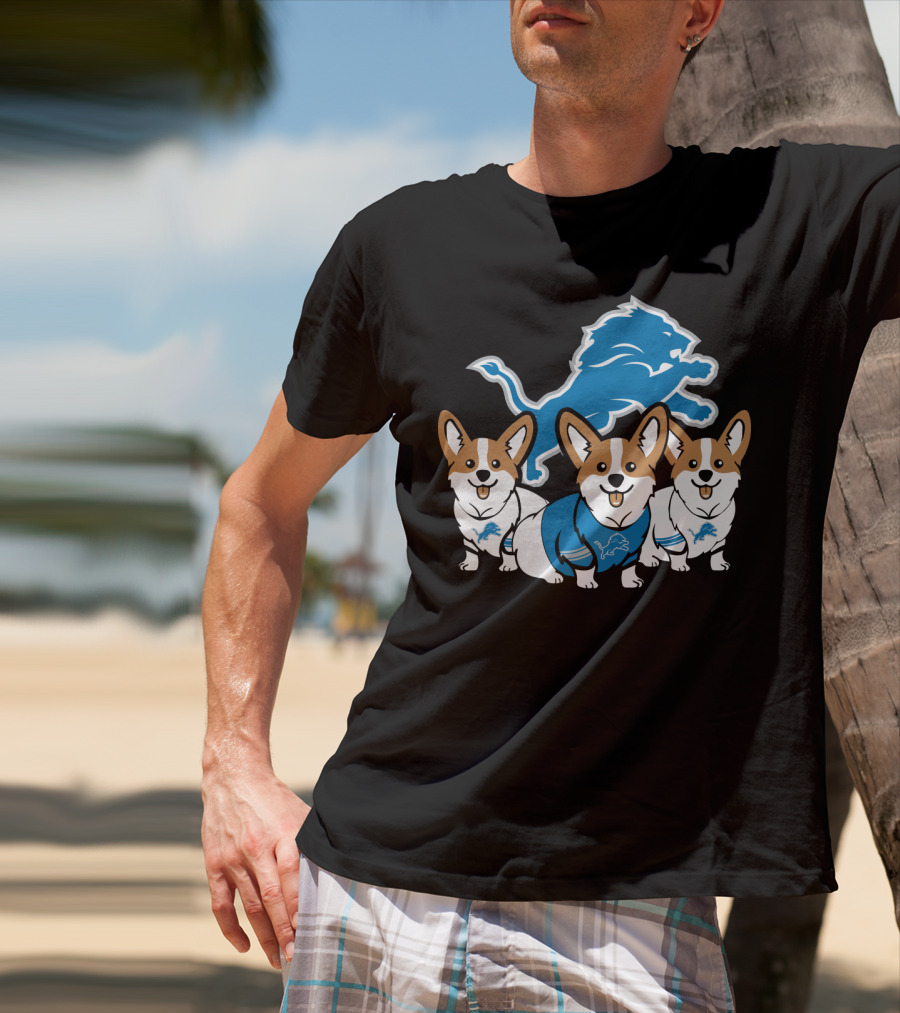 Detroit Lions Corgi Trio T-Shirt