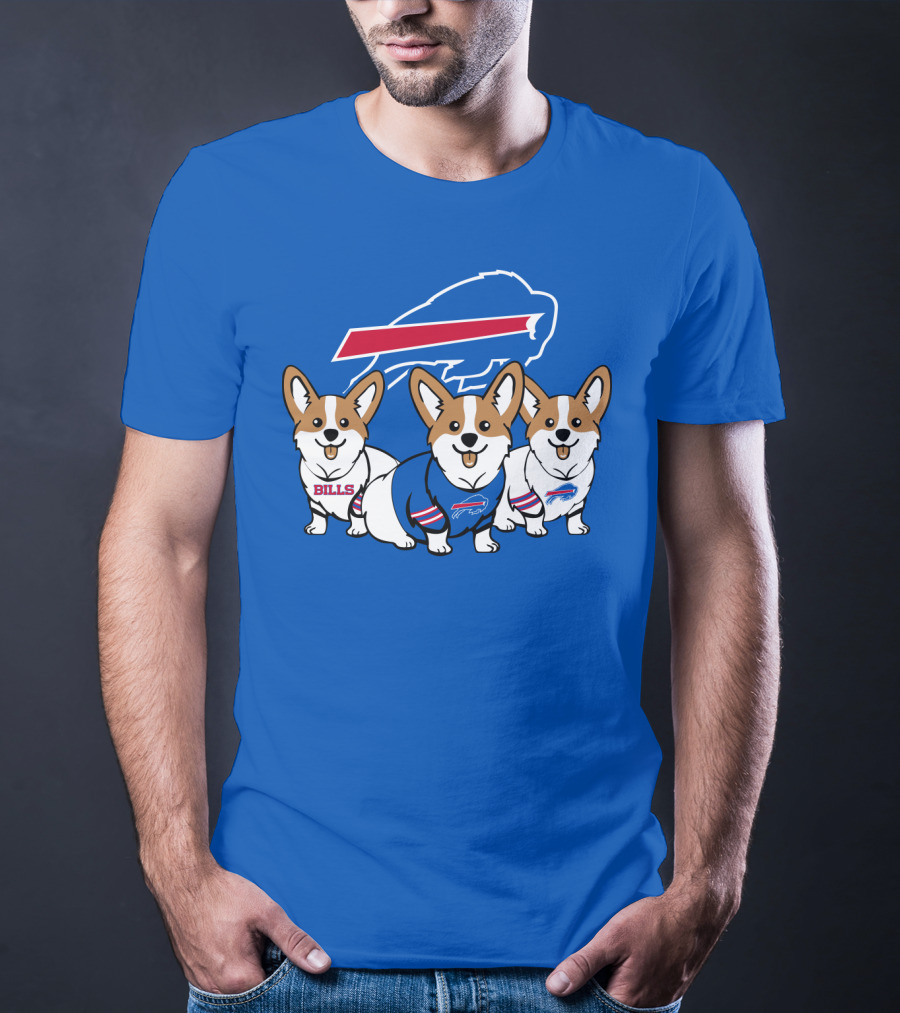Buffalo Bills Corgi Trio Blue T-Shirt