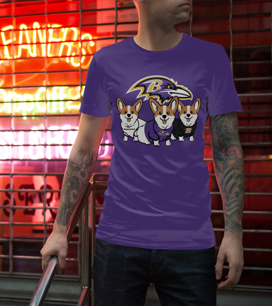 Baltimore Ravens Corgi Trio T-Shirt