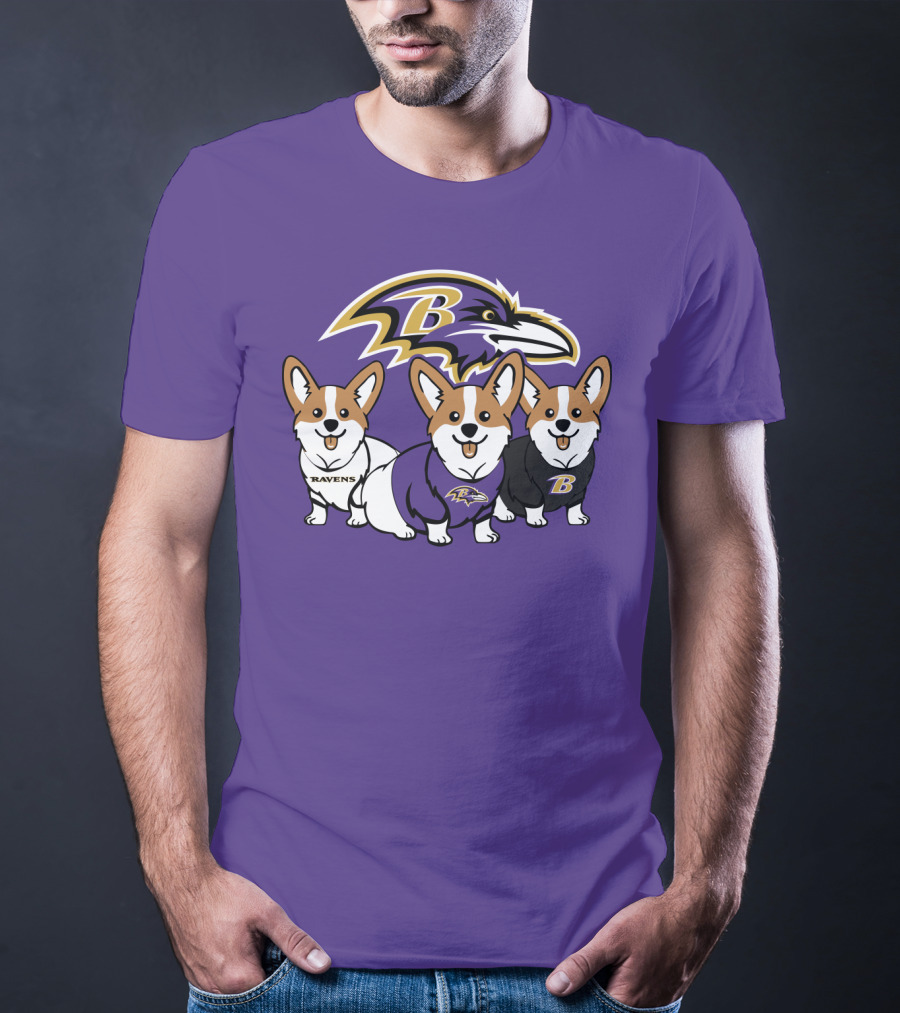 Baltimore Ravens Corgi Trio T-Shirt