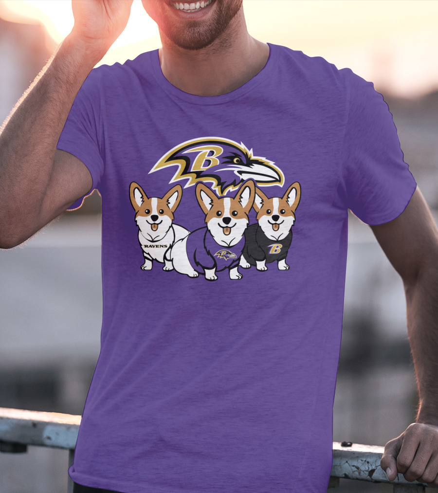 Baltimore Ravens Corgi Trio T-Shirt