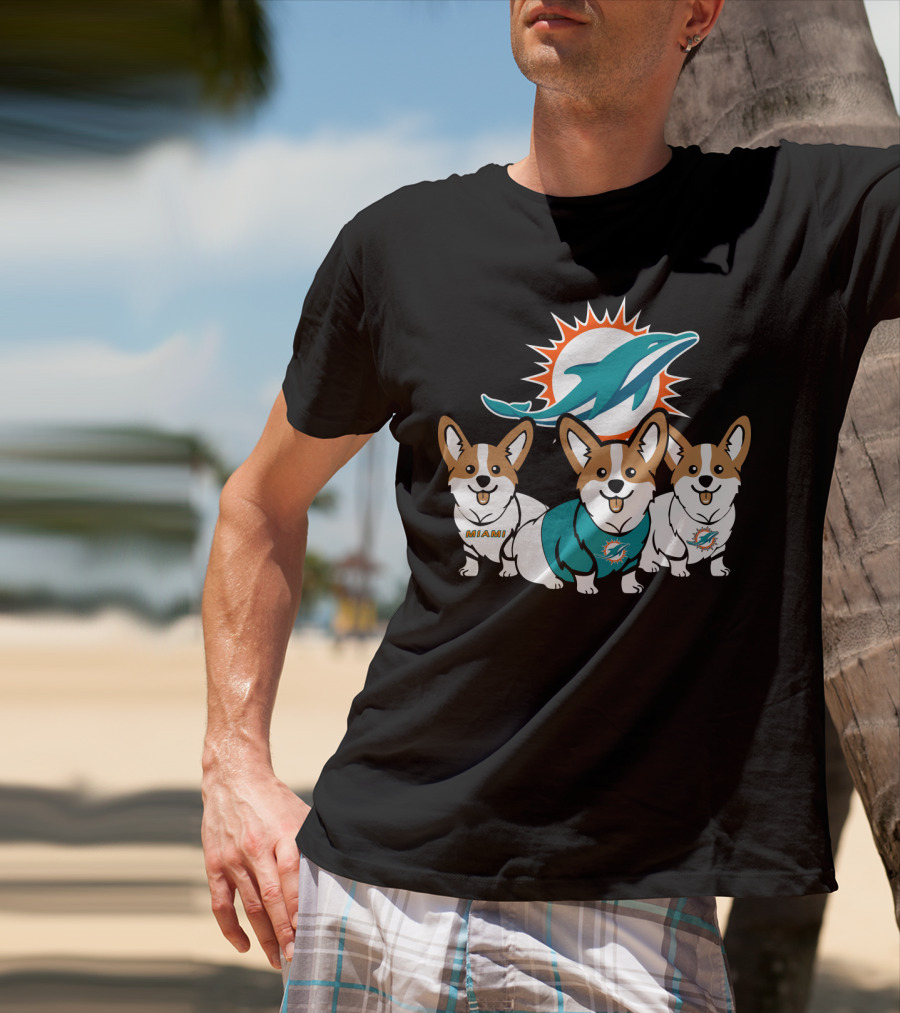Miami Dolphins Corgi T-Shirt