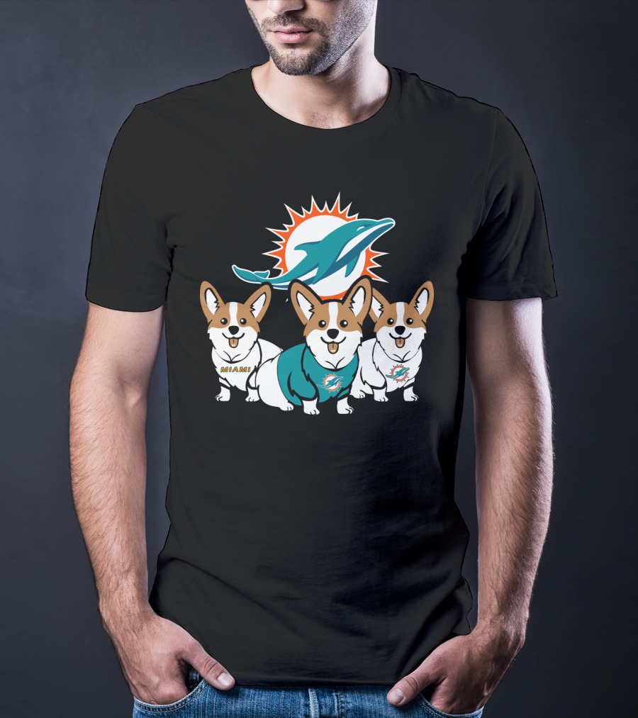 Miami Dolphins Corgi T-Shirt