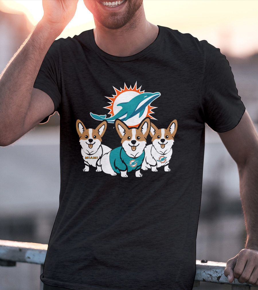 Miami Dolphins Corgi T-Shirt