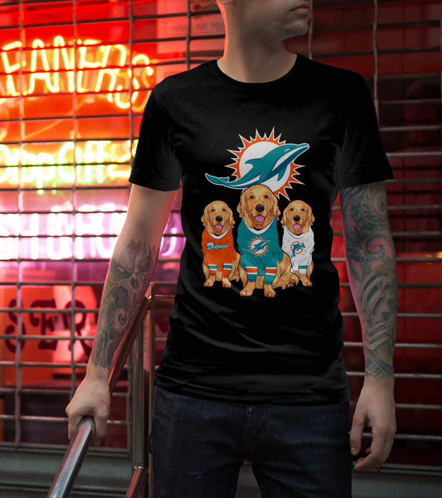Miami Dolphins Golden Retrievers T-Shirt