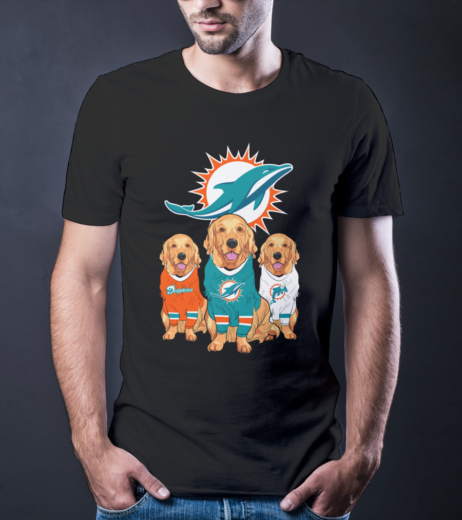 Miami Dolphins Golden Retrievers T-Shirt