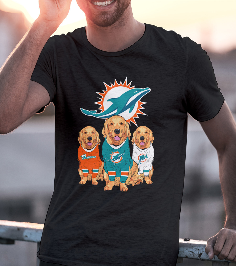 Miami Dolphins Golden Retrievers T-Shirt