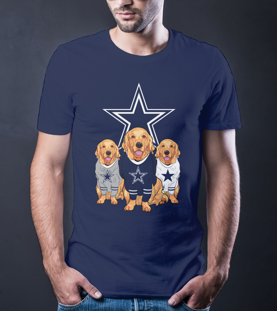 Dallas Cowboys Golden Retrievers Trio T-Shirt