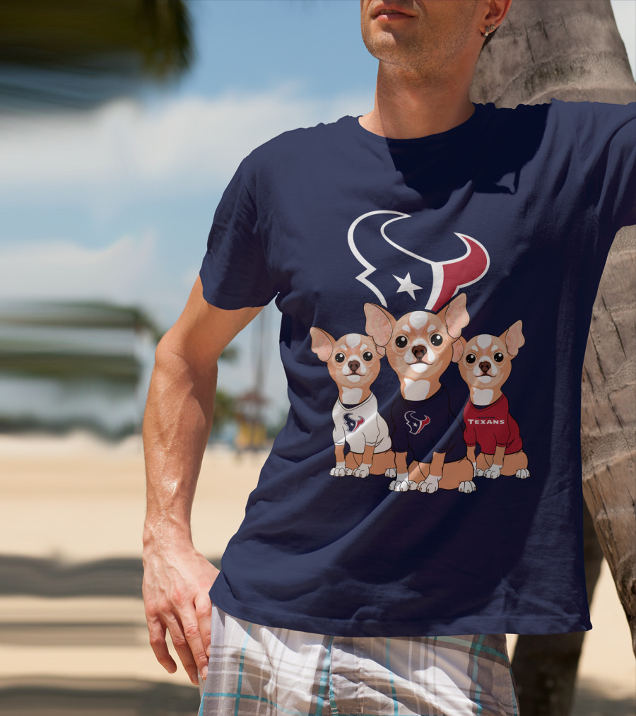 Houston Texans Chihuahua Trio Fan T-Shirt