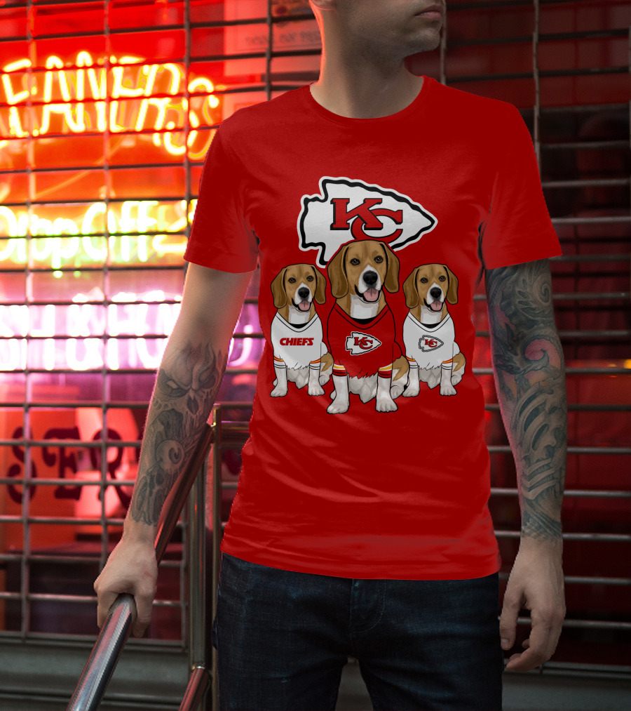 Kc Chiefs Beagle Trio Dogs T-Shirt