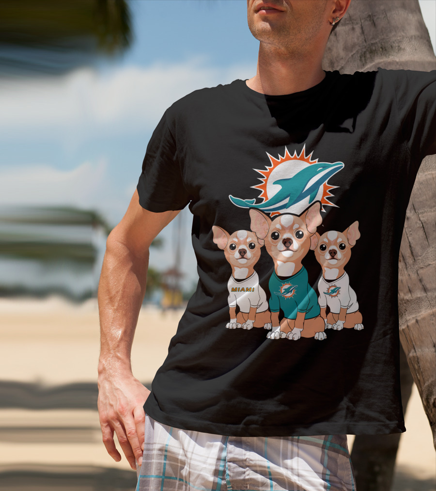 Miami Dolphins Chihuahua Trio T-Shirt