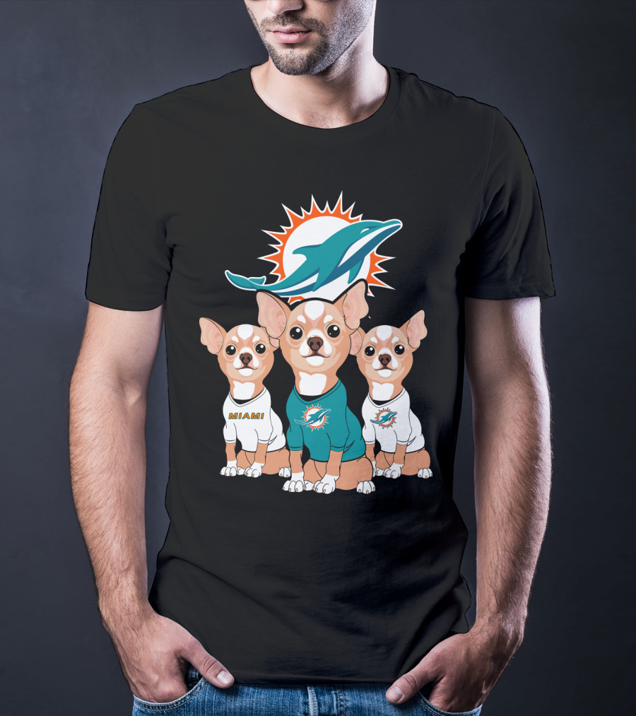 Miami Dolphins Chihuahua Trio T-Shirt