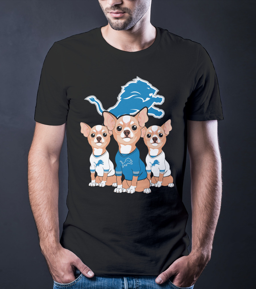 Detroit Lions Chihuahua Trio T-Shirt