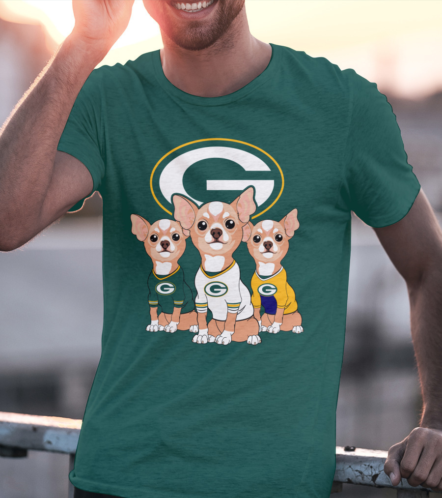 Green Bay Packers Chihuahua Trio T-Shirt