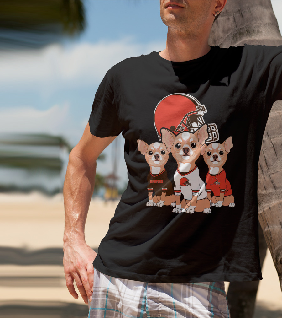 Browns Football Chihuahua Trio T-Shirt