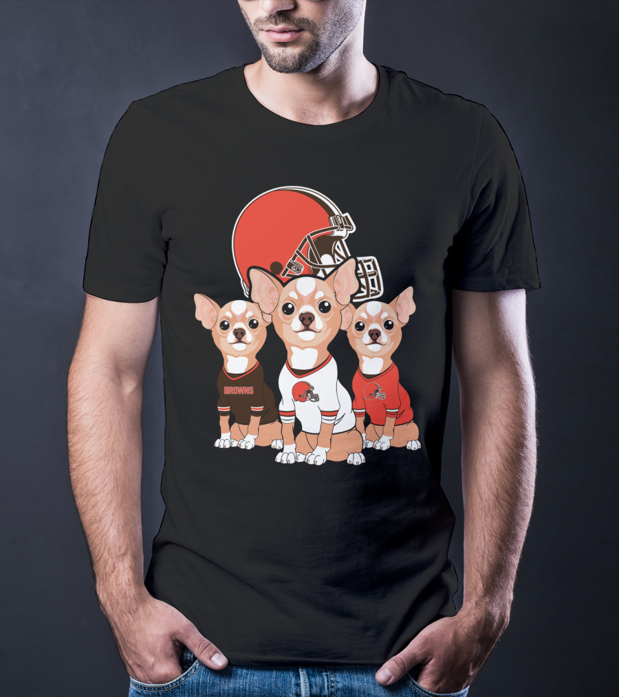 Browns Football Chihuahua Trio T-Shirt