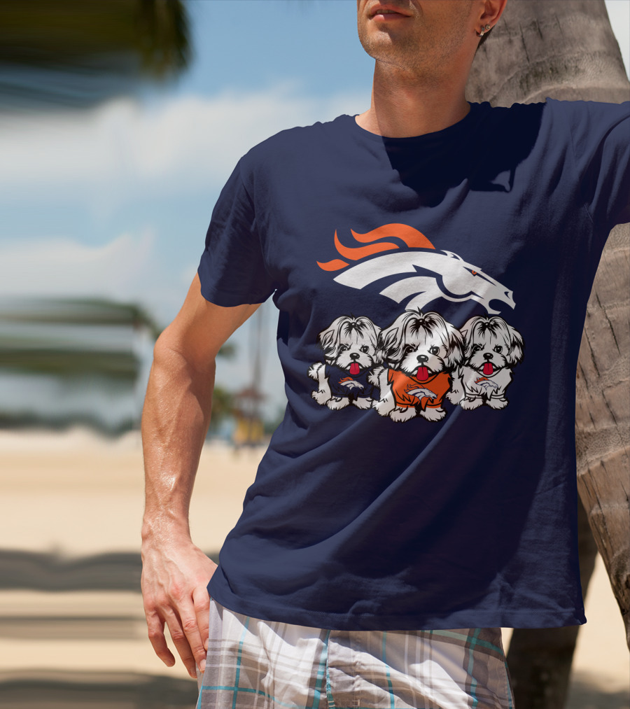 Shih Tzu Dogs Denver Broncos NFL Football Fan T-Shirt